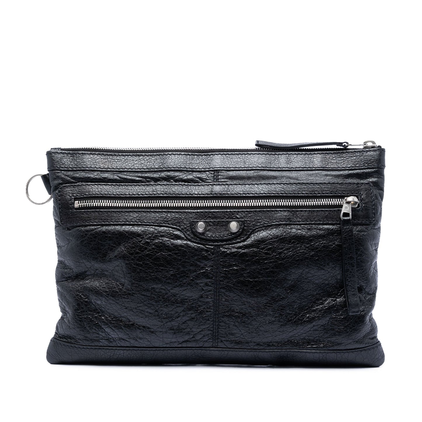 Balenciaga Lambskin Motocross Classic Clip M Clutch