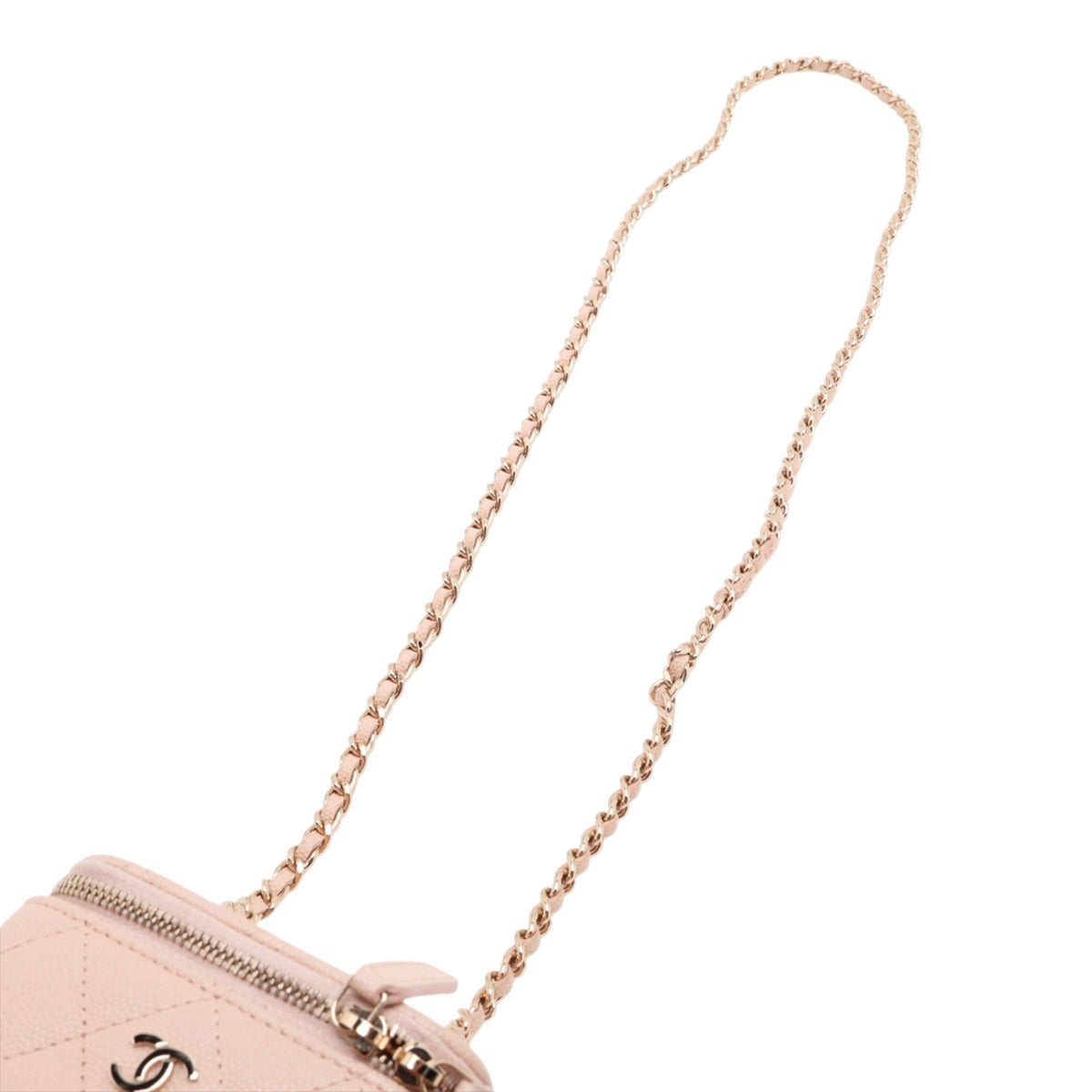 Chanel Mini Quilted Lambskin Pearl Crush Vanity Case With Chain — Pink