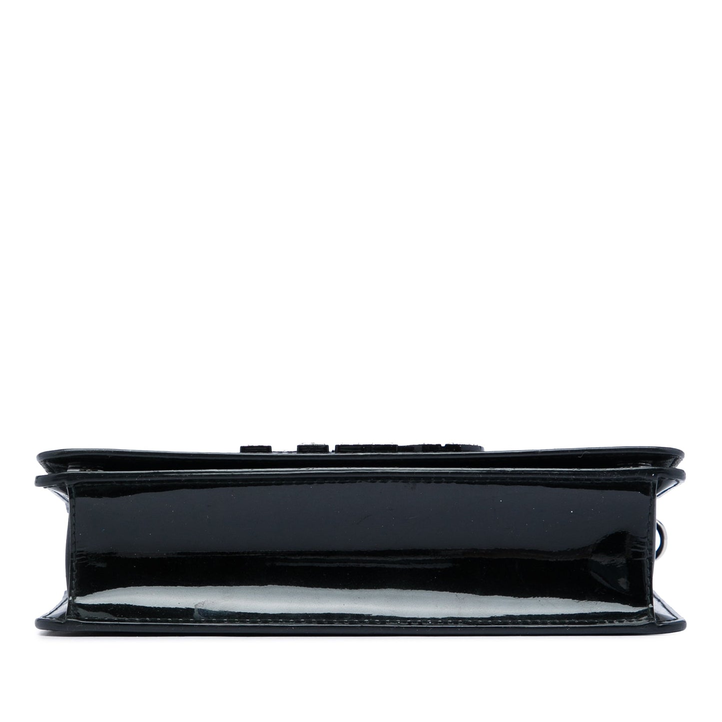 Miu Miu Patent Crystal Embellished Logo Wallet On Chain