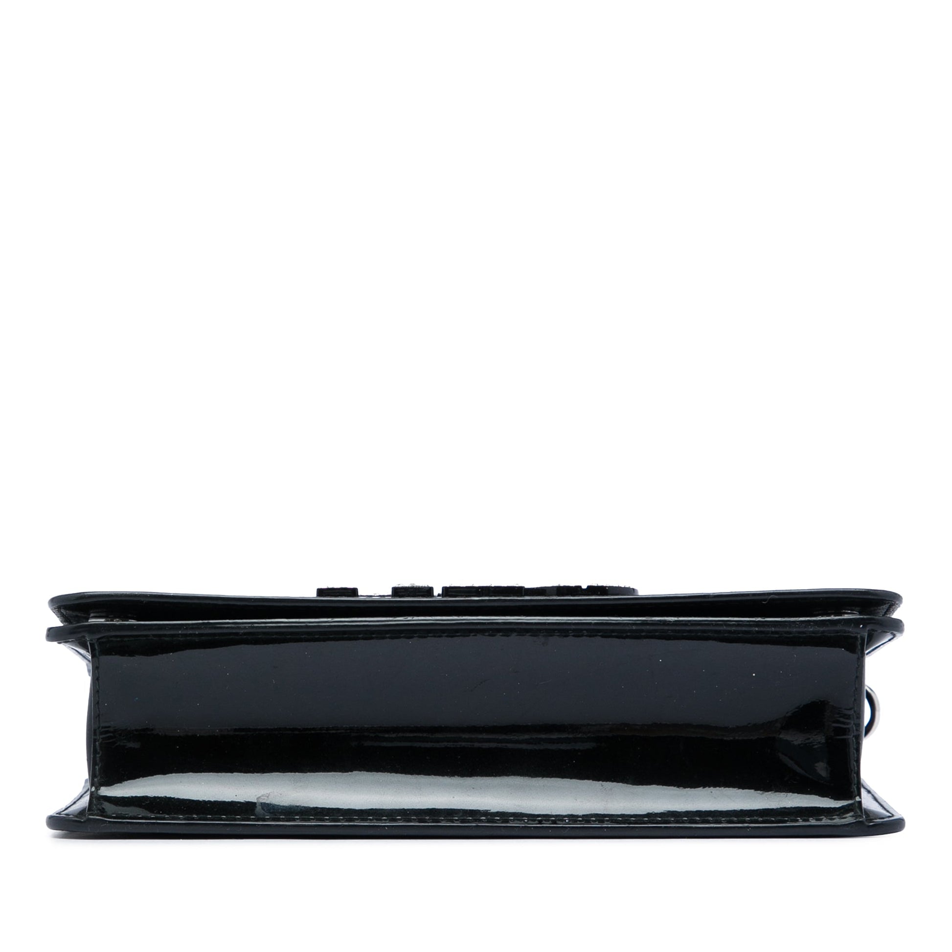 Miu Miu Patent Crystal Embellished Logo Wallet On Chain