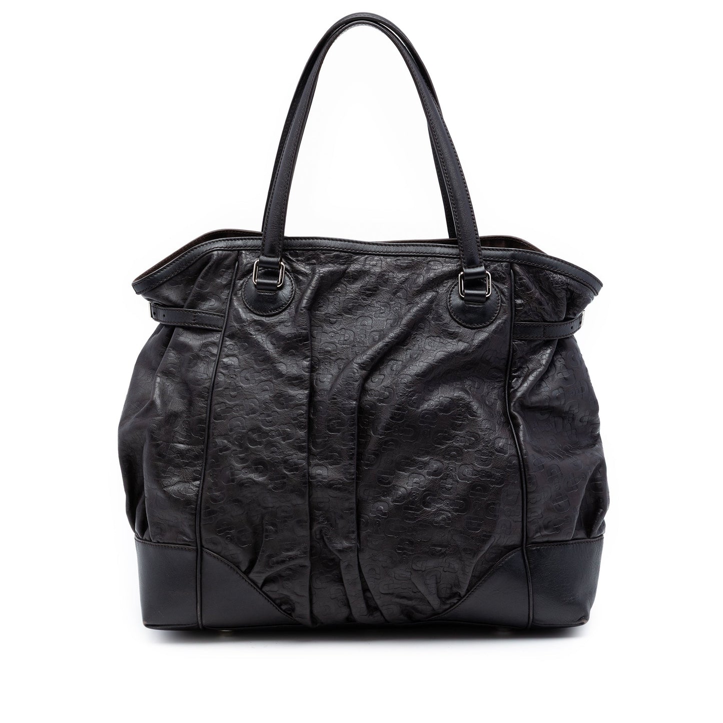 Gucci Embossed Leather Horsebit Full Moon Tote