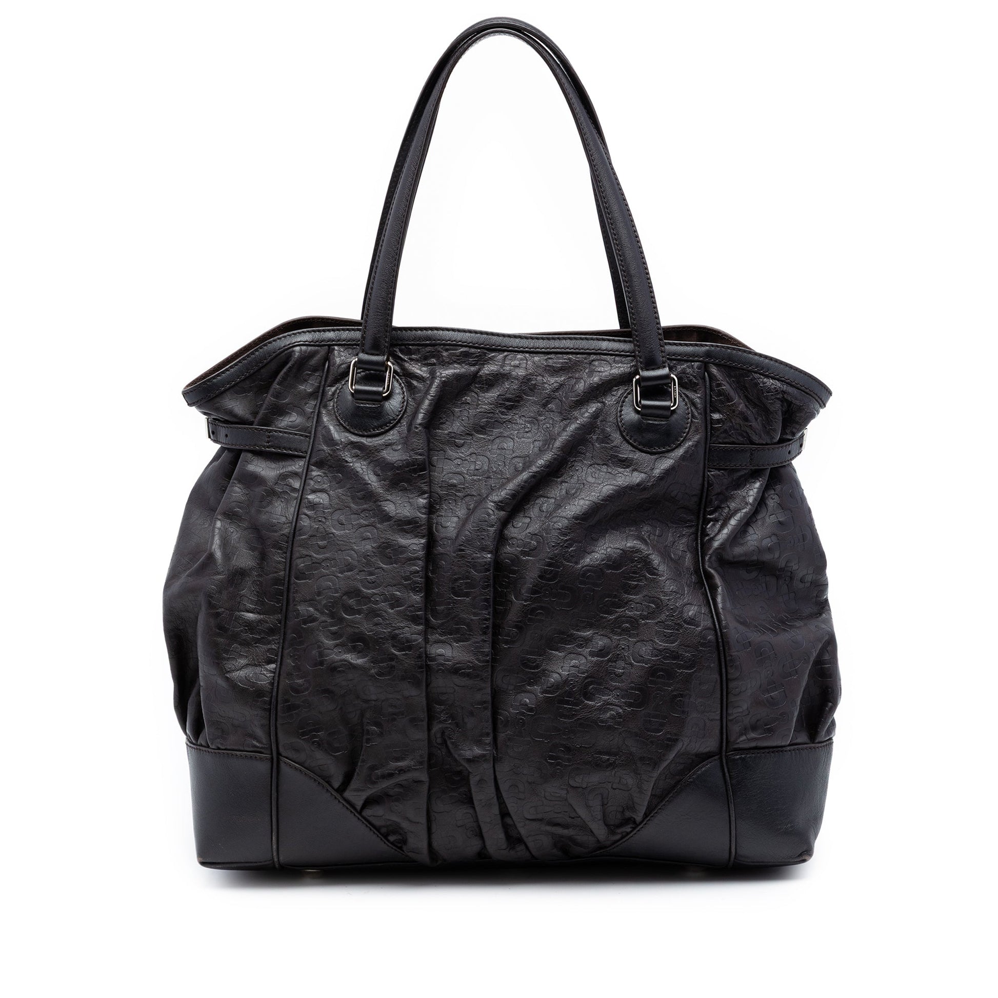 Gucci Embossed Leather Horsebit Full Moon Tote
