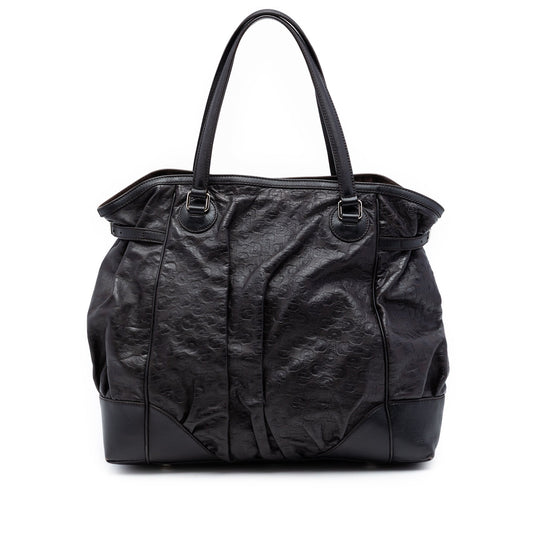 Gucci Embossed Leather Horsebit Full Moon Tote