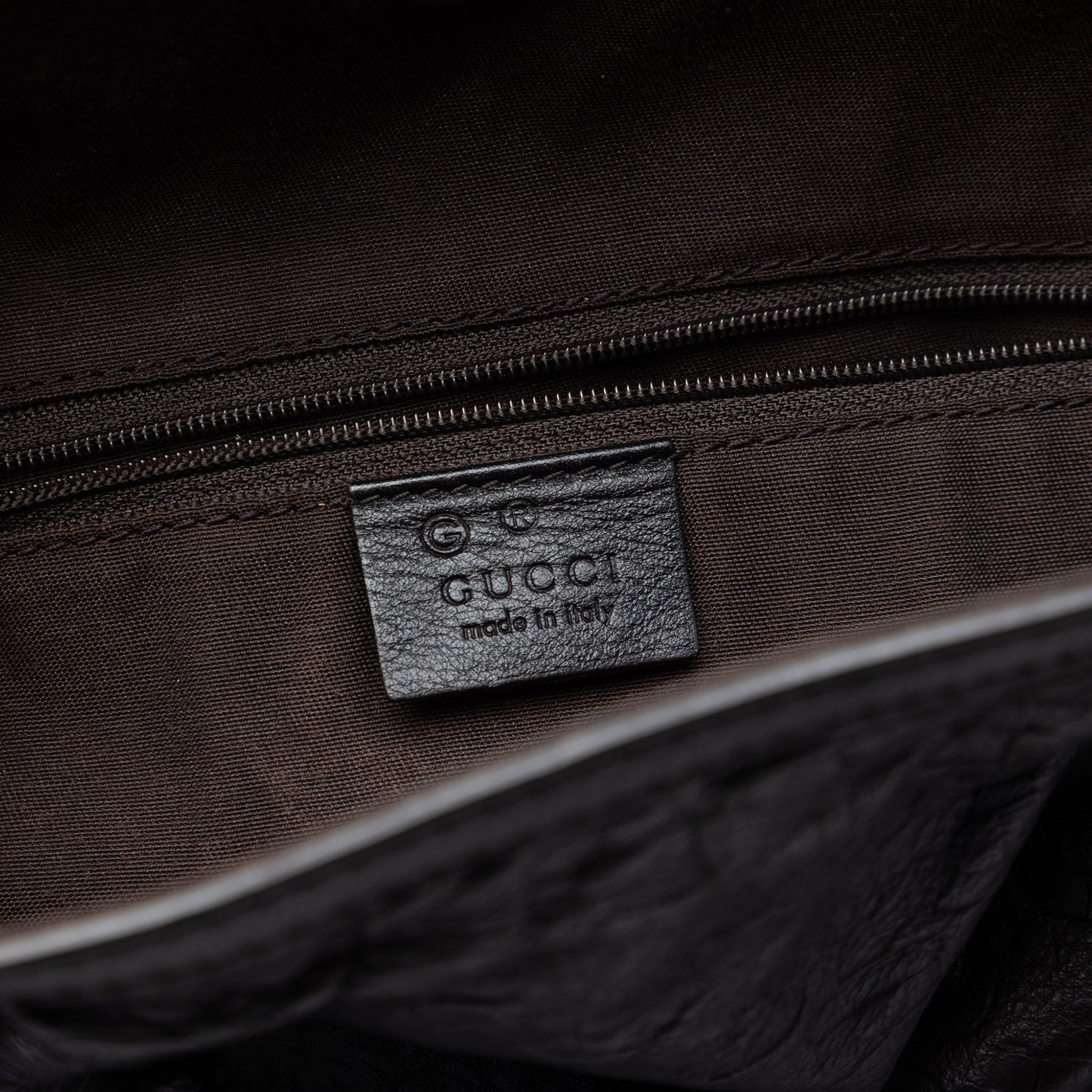 Gucci Embossed Leather Horsebit Full Moon Tote