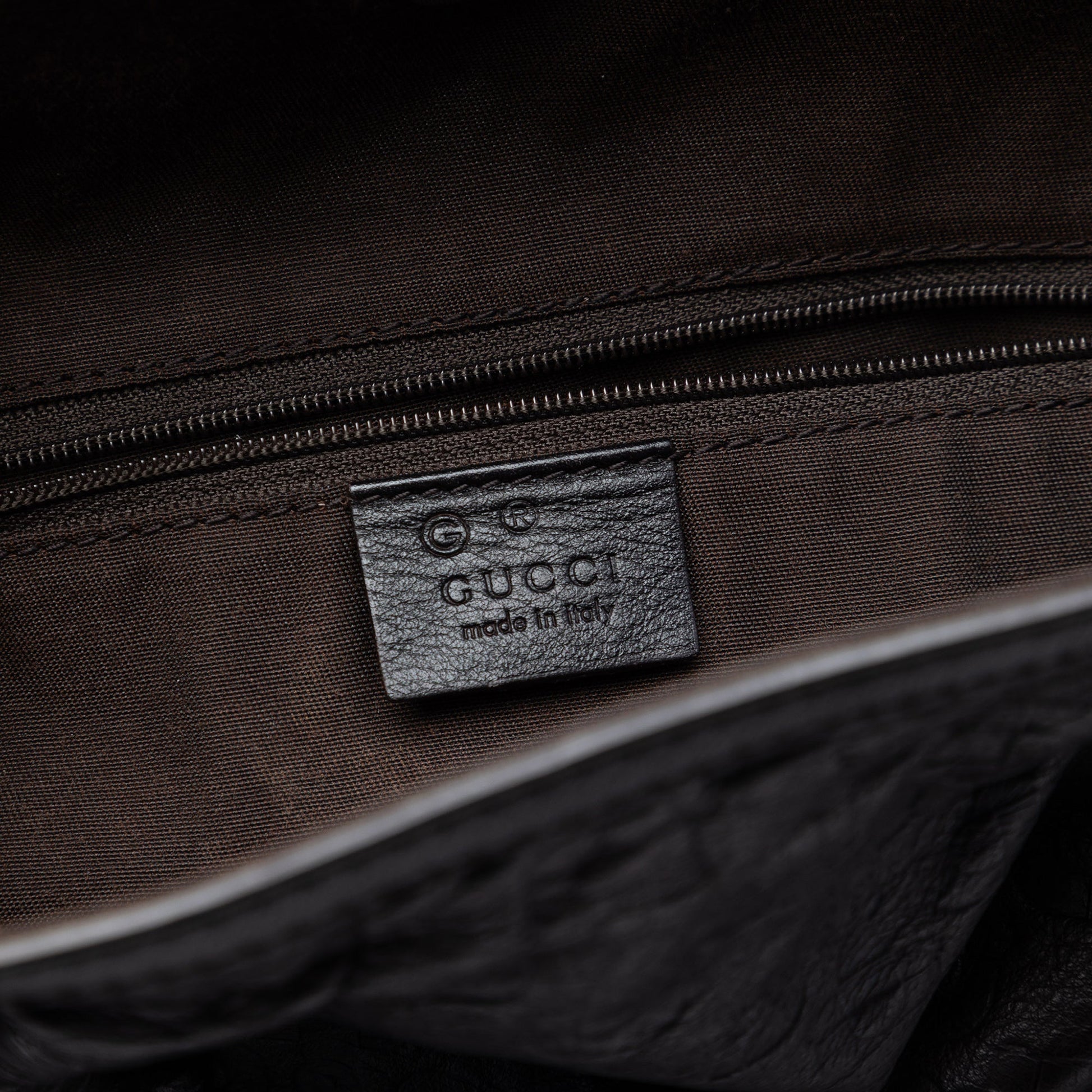 Gucci Embossed Leather Horsebit Full Moon Tote