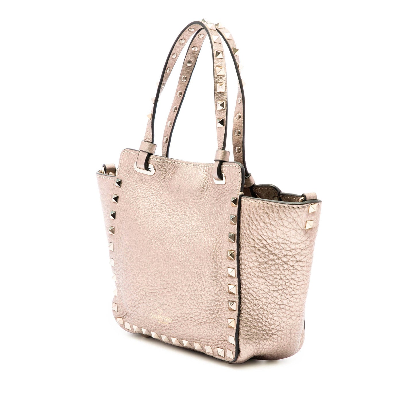 Valentino Mini Metallic Pebbled Calfskin Rockstud Trapeze Satchel