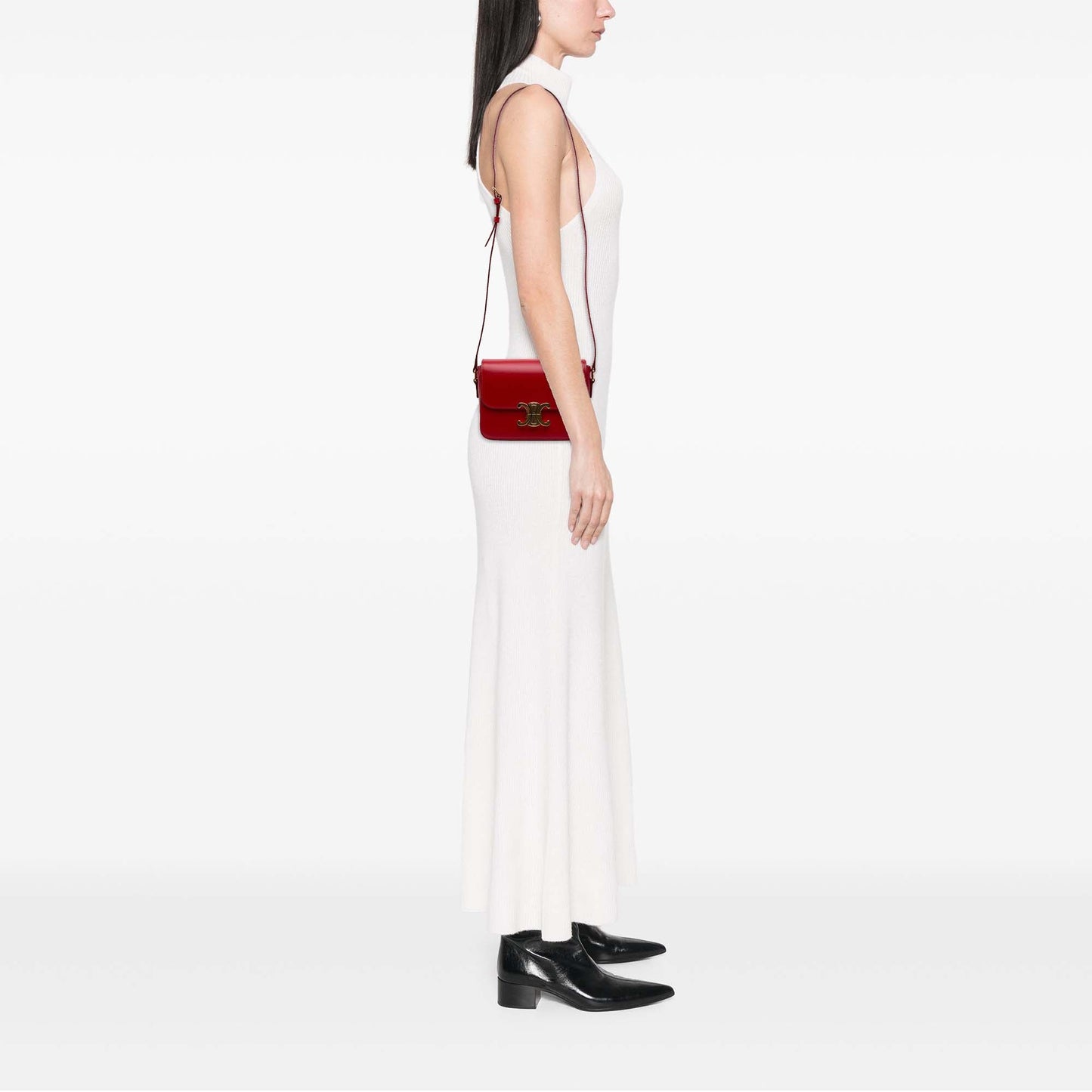 Celine Teen Shiny Calfskin Triomphe Crossbody