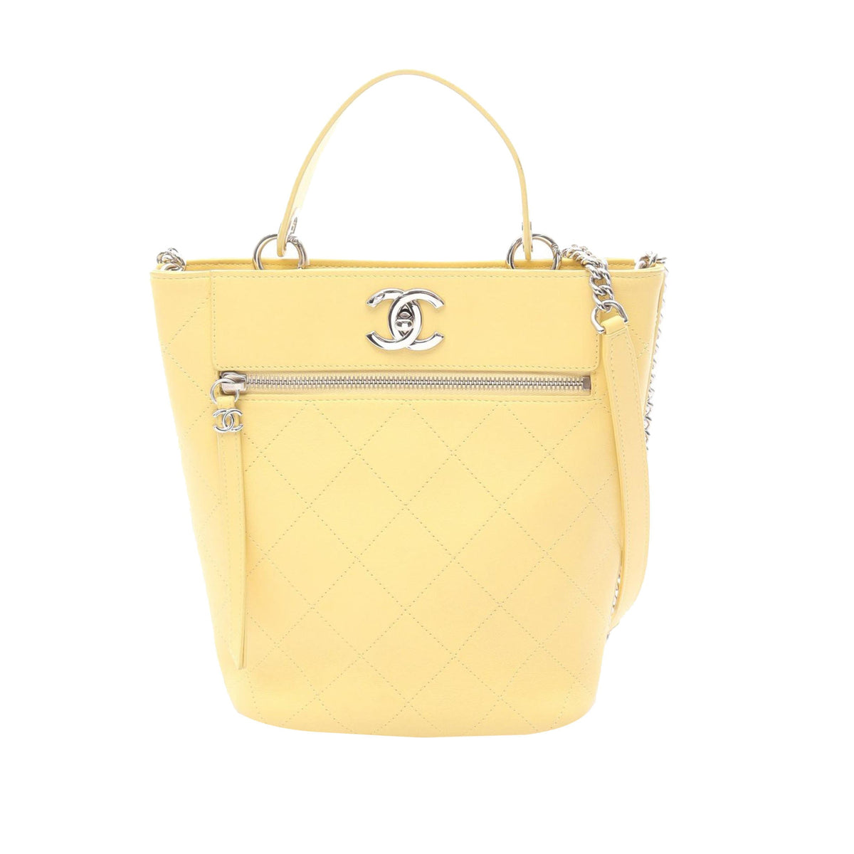 Chanel CC Stitched Calfskin Top Handle Bucket bag