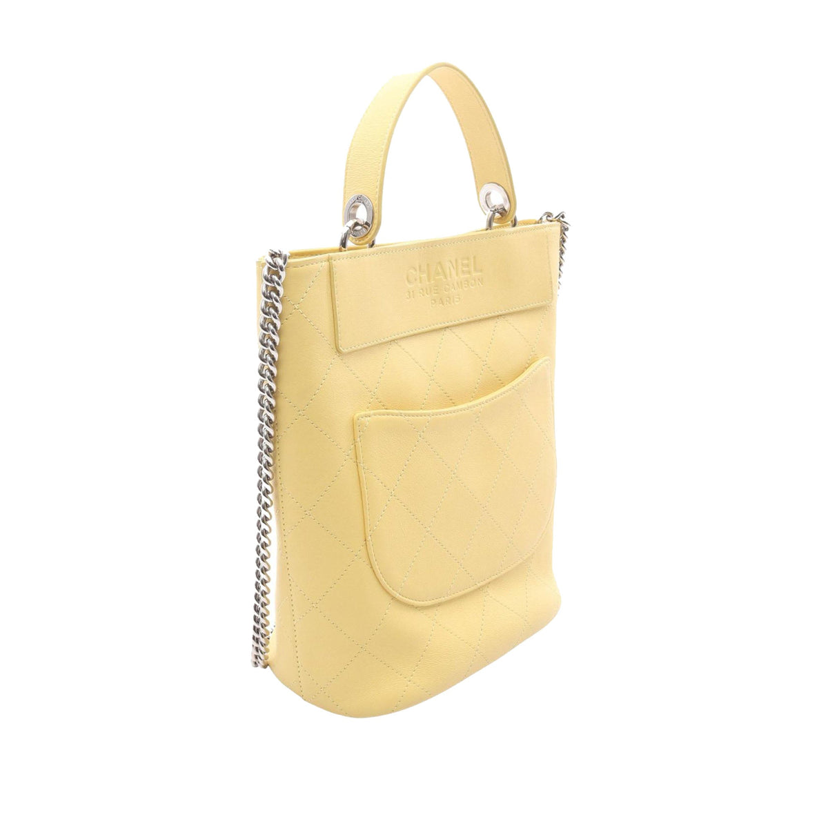 Chanel CC Stitched Calfskin Top Handle Bucket bag