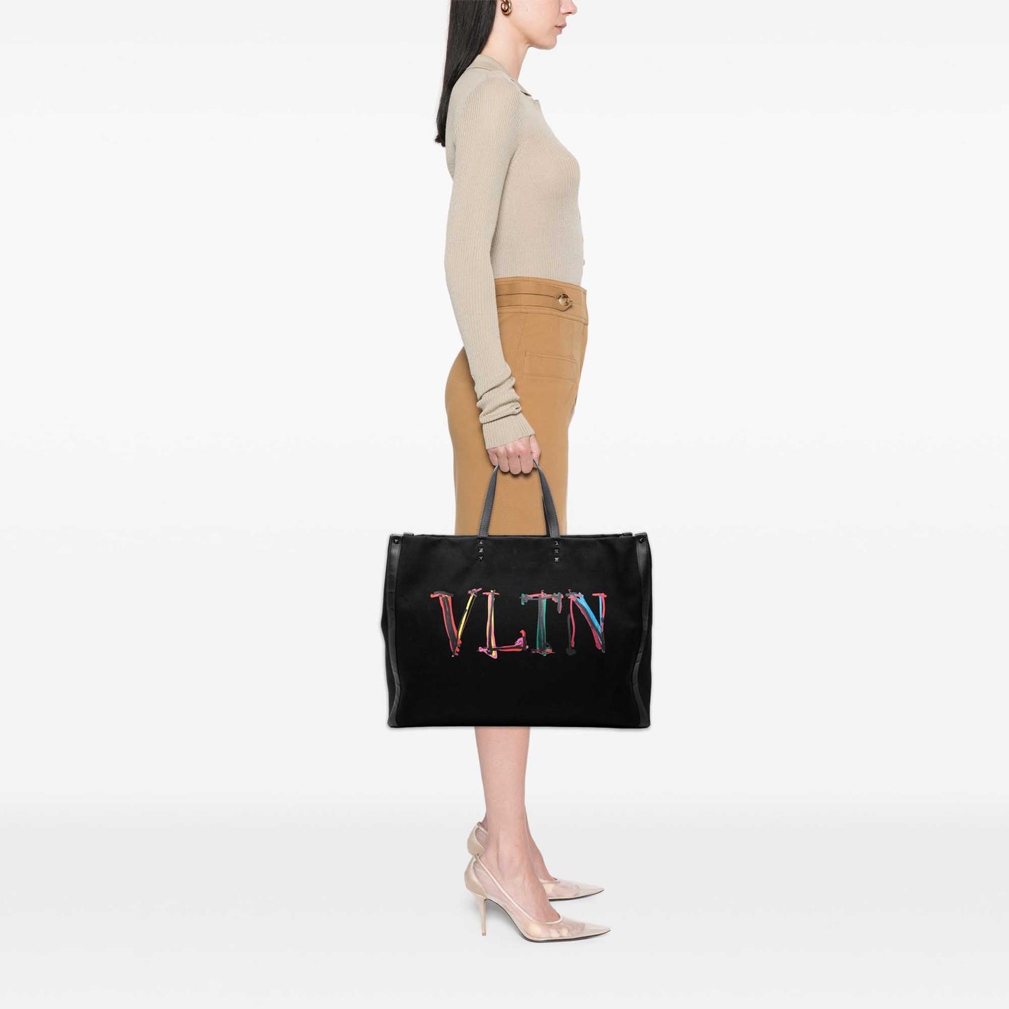 Valentino Large Canvas Rockstud VLTN Tote
