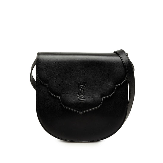 Saint Laurent Leather Monogram Crossbody — Black