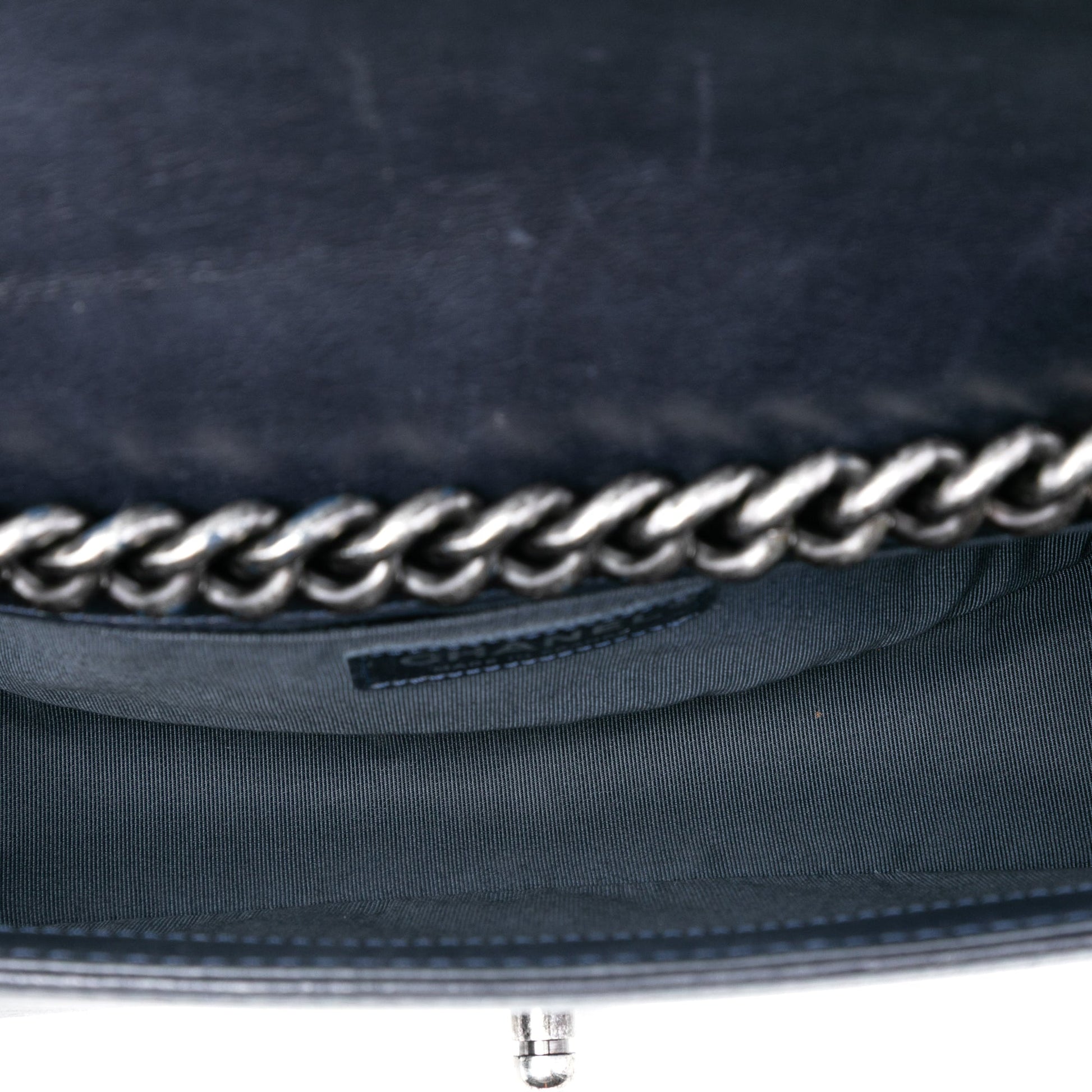 Old Medium Quilted Calfskin Whipstitch Chain Around Boy Top Handle Flap