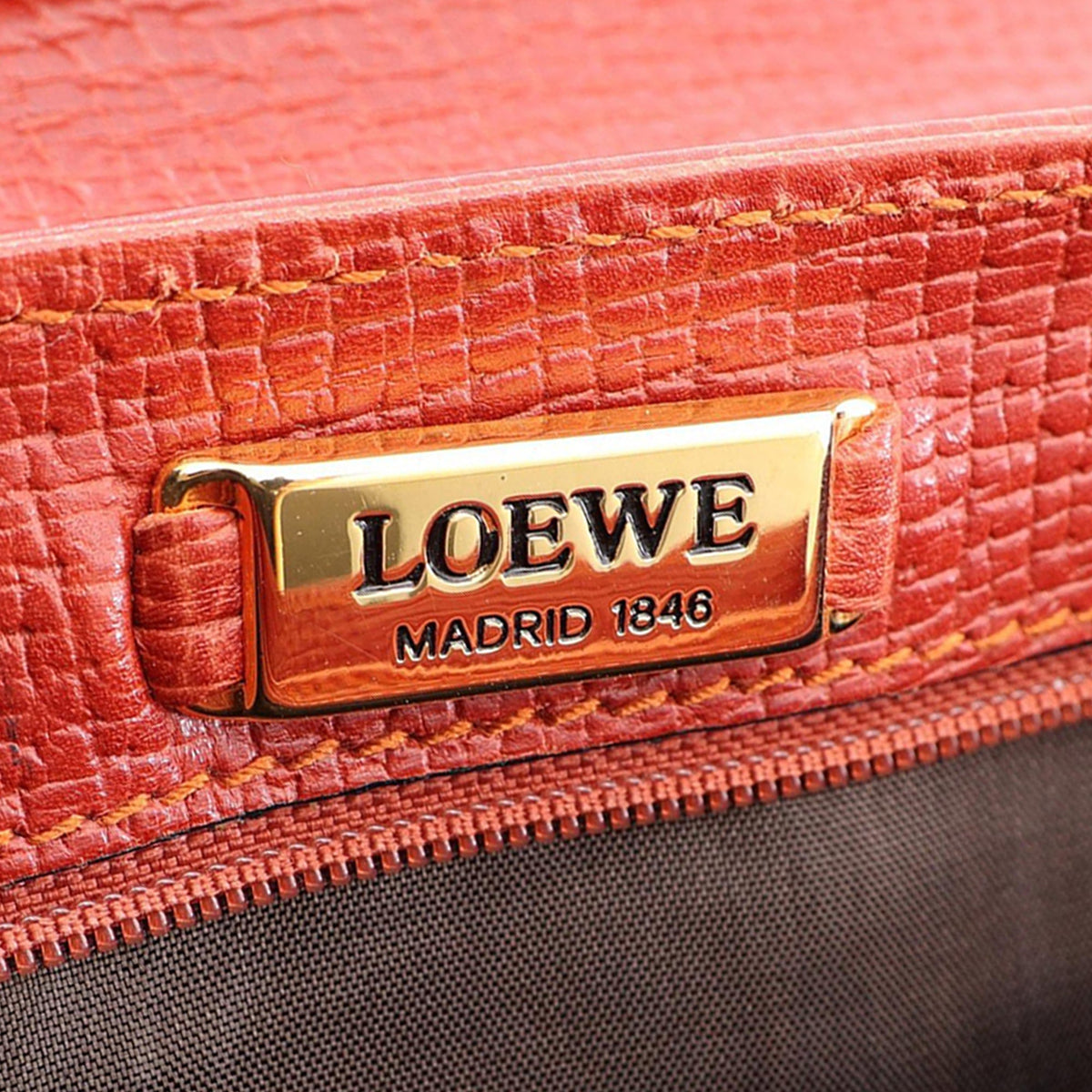 LOEWE Grained Calfskin Flap Satchel — Red