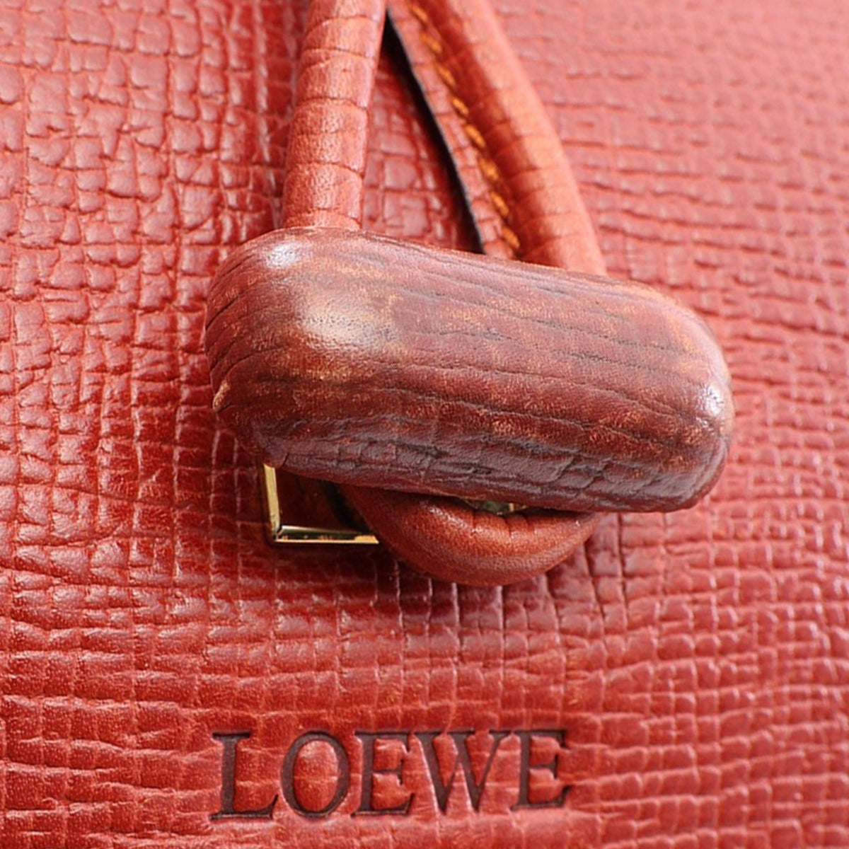 LOEWE Grained Calfskin Flap Satchel — Red