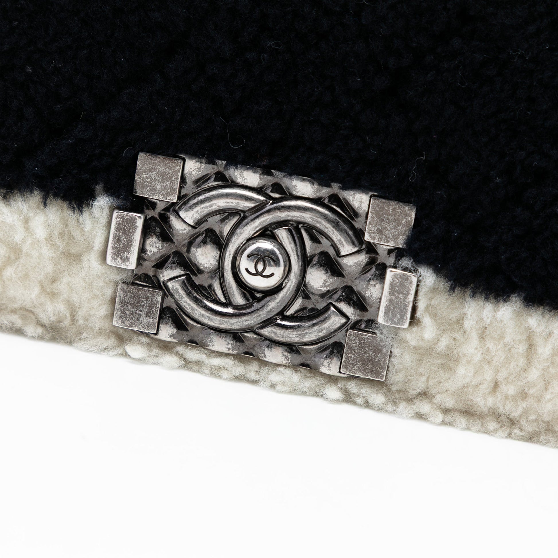 Chanel Medium Bicolor Shearling Boy Flap
