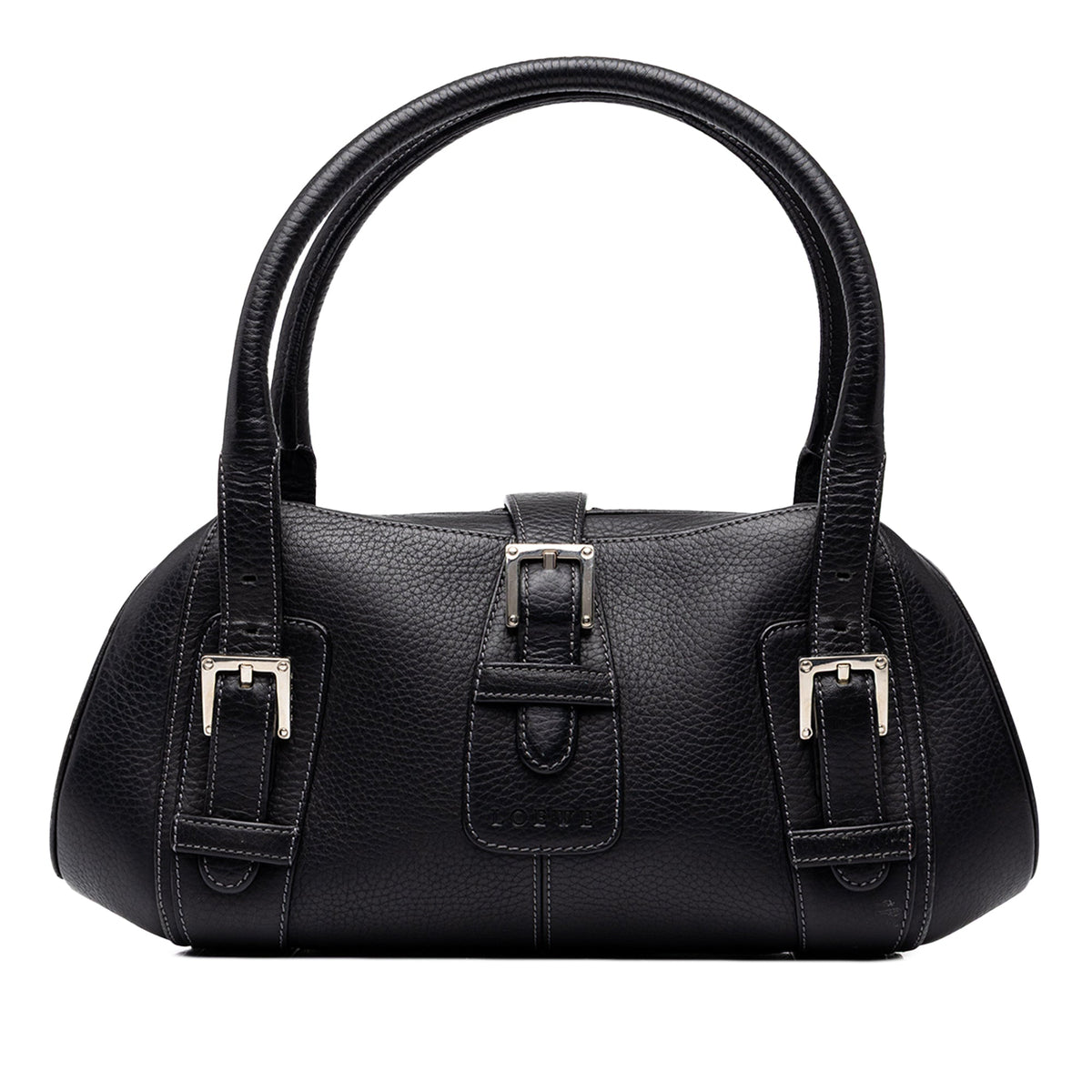 LOEWE Leather Senda Handbag — Black