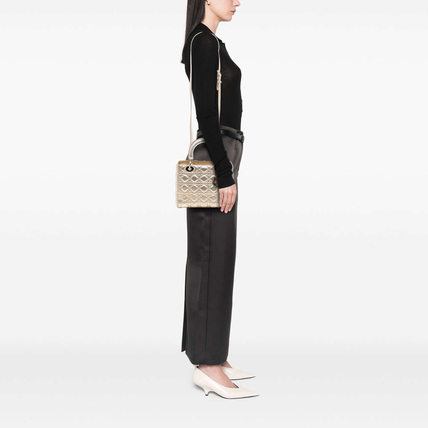 Dior Medium Metallic Lambskin Cannage Lady Dior