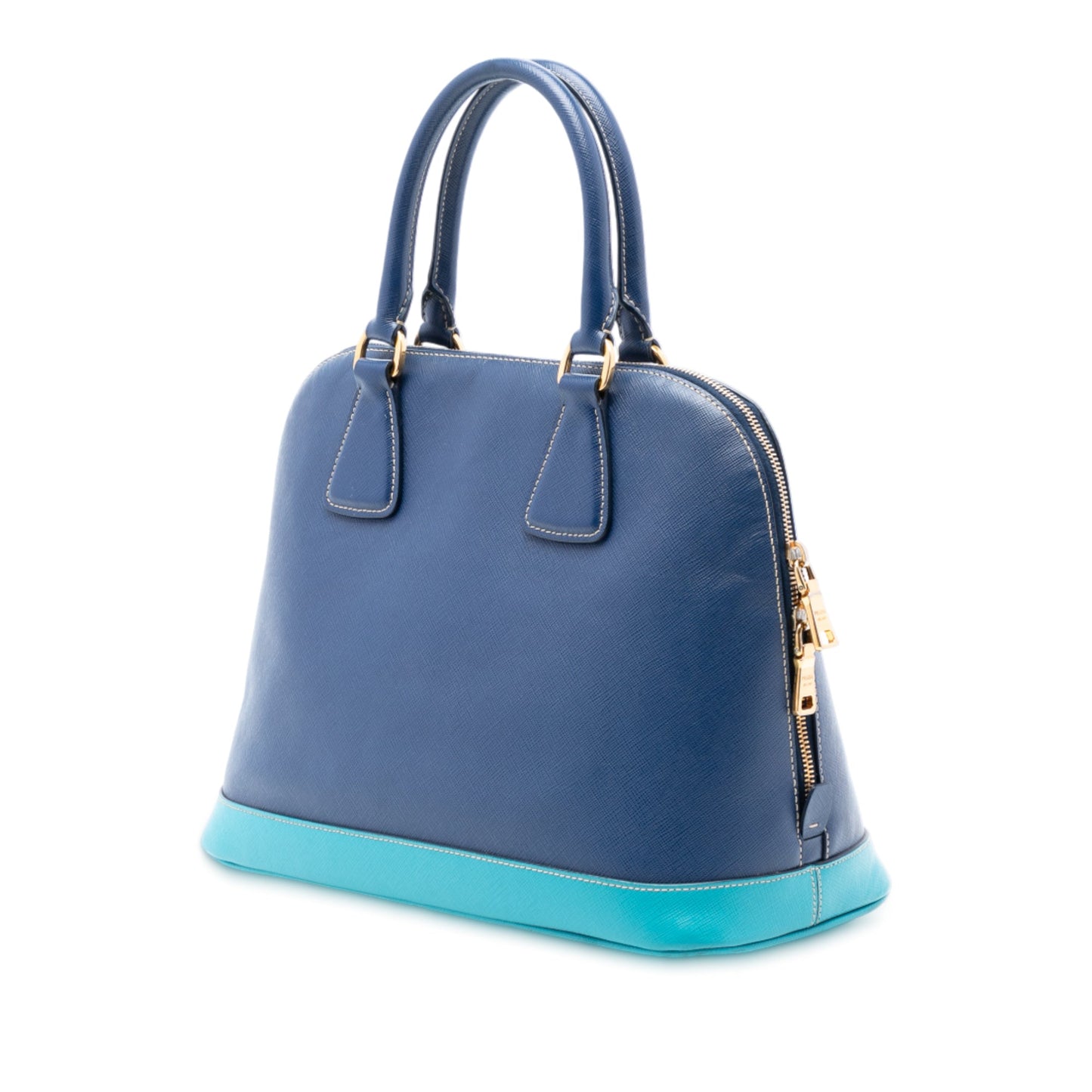 Prada Bicolor Saffiano Lux Promenade Dome Handbag