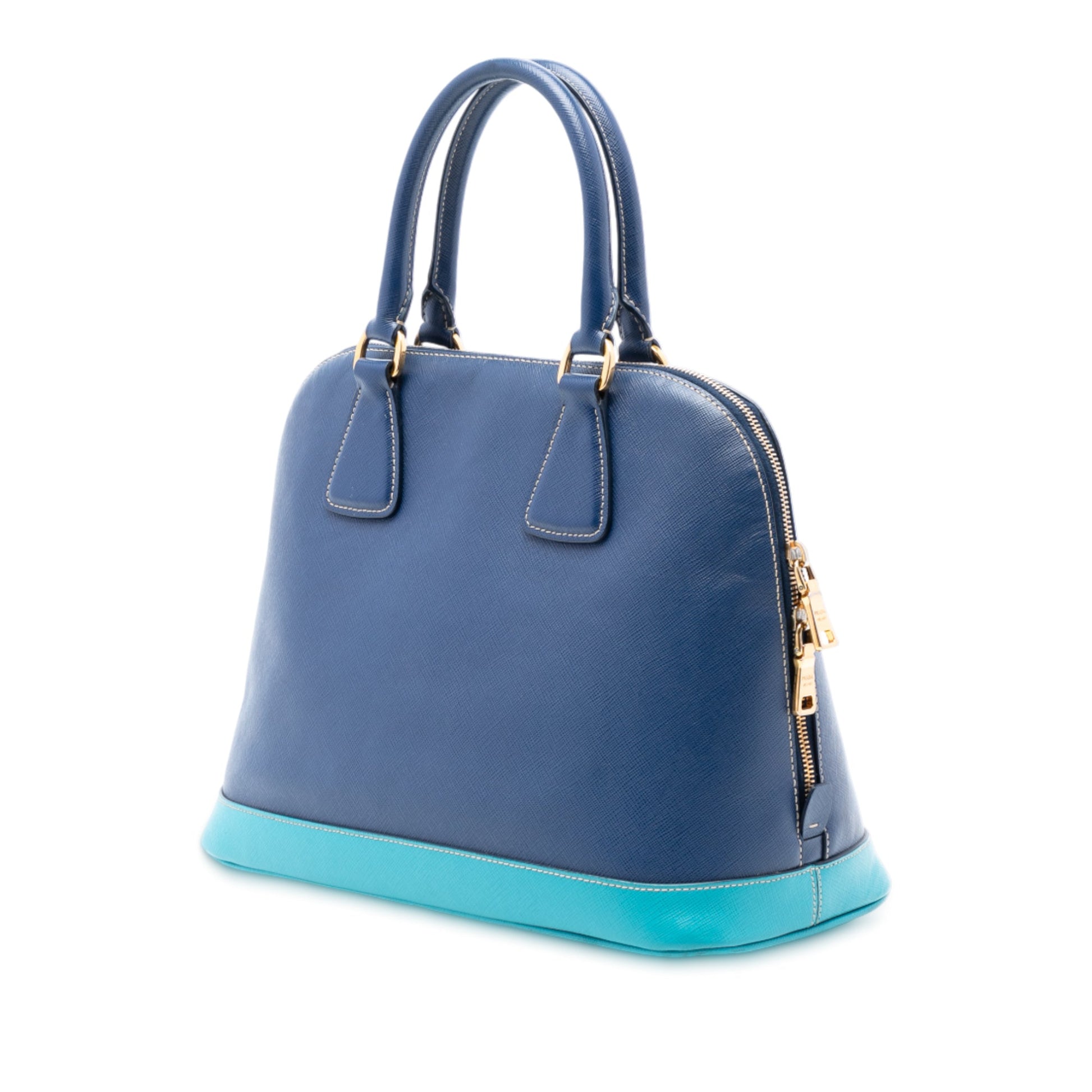 Prada Bicolor Saffiano Lux Promenade Dome Handbag