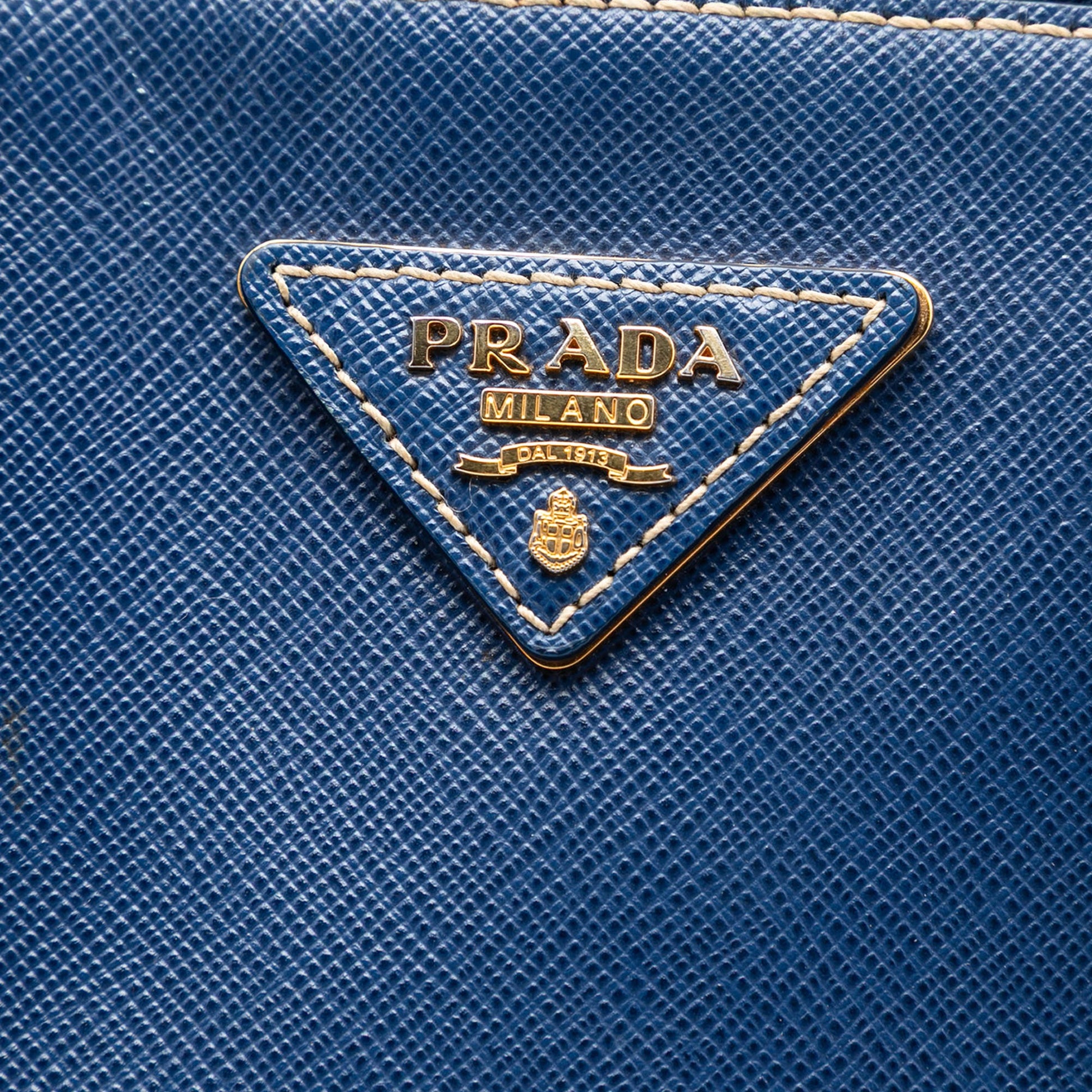 Prada Bicolor Saffiano Lux Promenade Dome Handbag