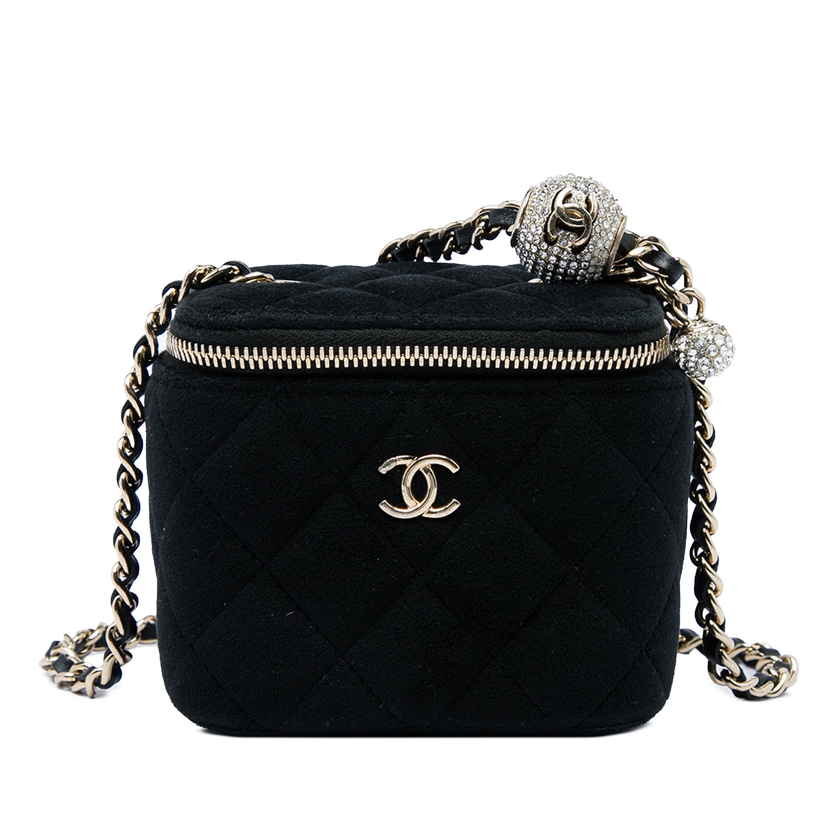 Chanel Mini Velvet Pearl Crush Vanity Case with Chain