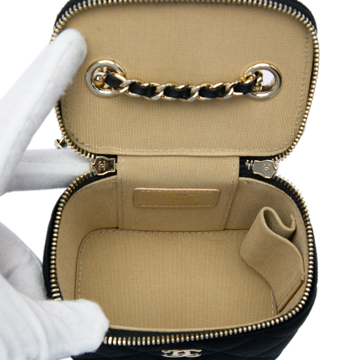 Chanel Mini Velvet Pearl Crush Vanity Case with Chain