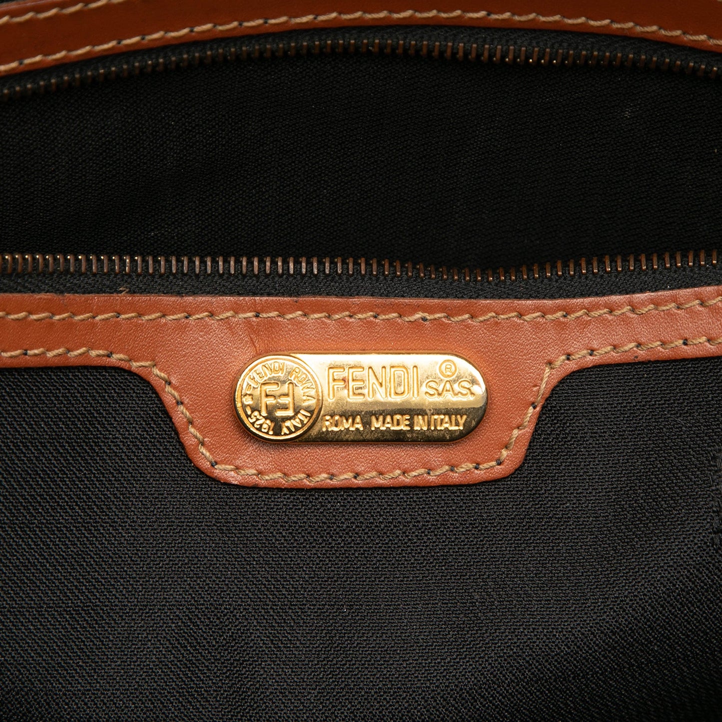 Fendi Pequin Coated Canvas Logo Tote