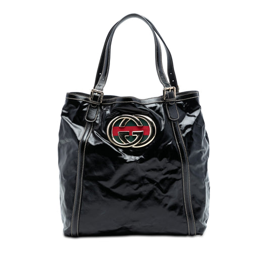 Gucci Patent Dialux Britt Web Tote