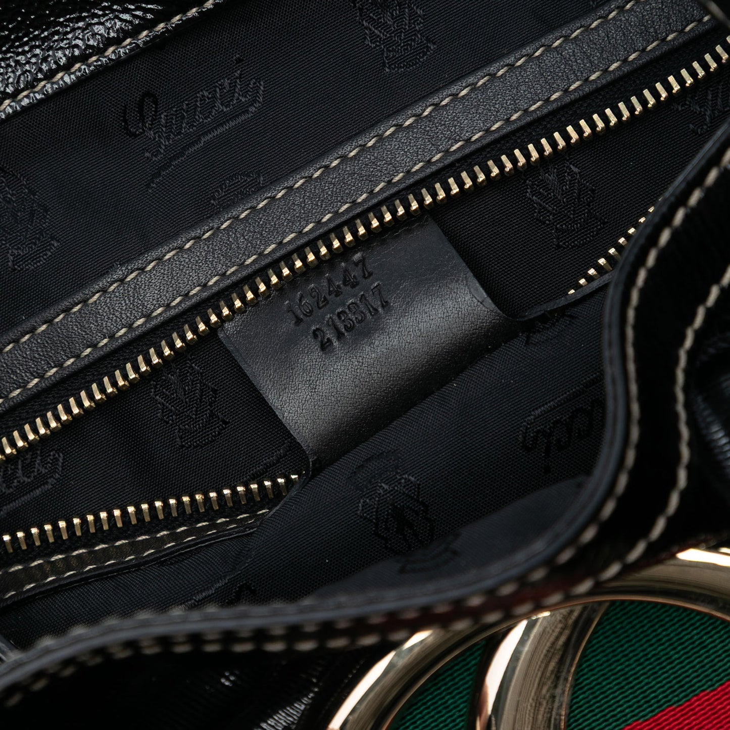 Gucci Patent Dialux Britt Web Tote