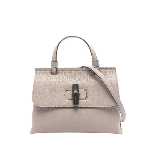 Gucci Small Calfskin Bamboo Daily Satchel — Brown