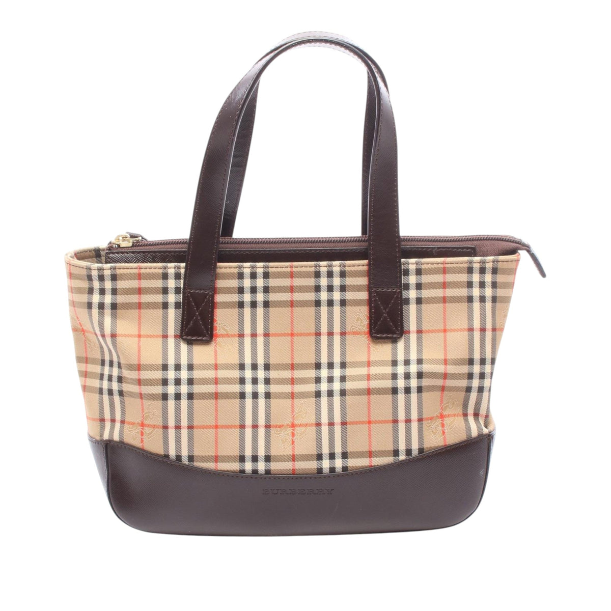 Burberry Haymarket Check Canvas Handbag — Beige
