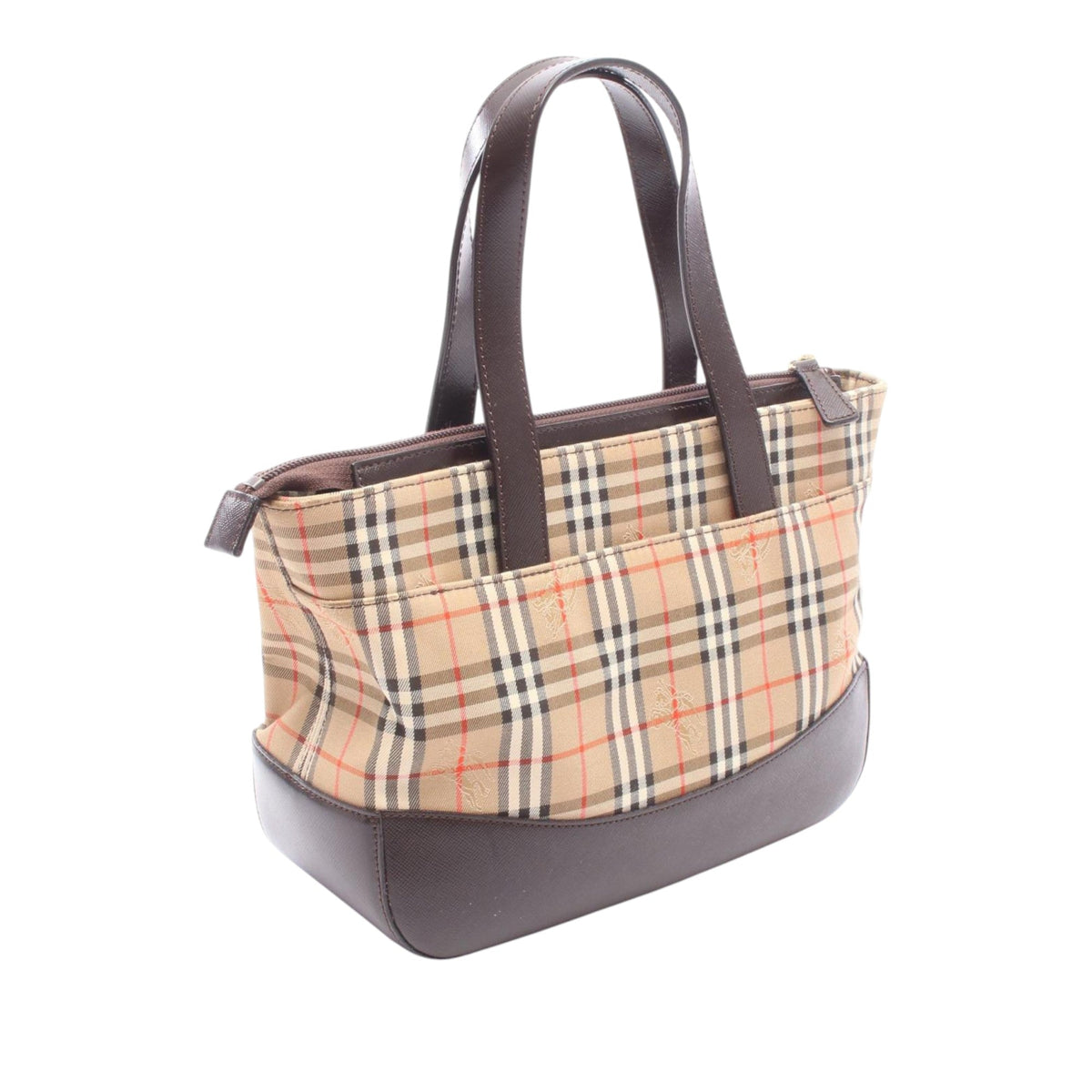 Burberry Haymarket Check Canvas Handbag — Beige
