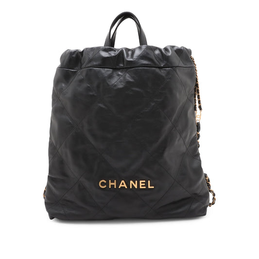 Chanel Large Quilted Shiny Calfskin 22 Backpack