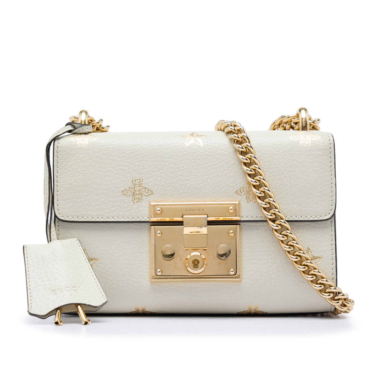 Gucci Small Leather Bee Star Padlock Crossbody