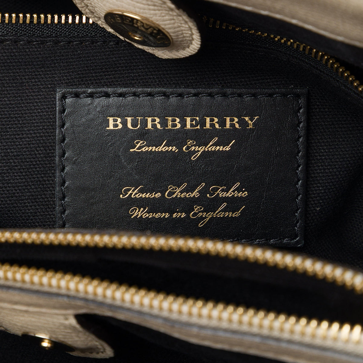 Burberry Medium Bicolor Leather and House Check Canvas Banner Satchel — White