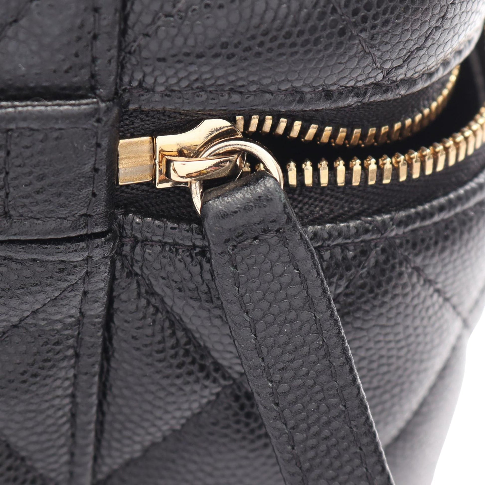 Chanel CC Quilted Caviar Top Handle Vanity Case with Chain