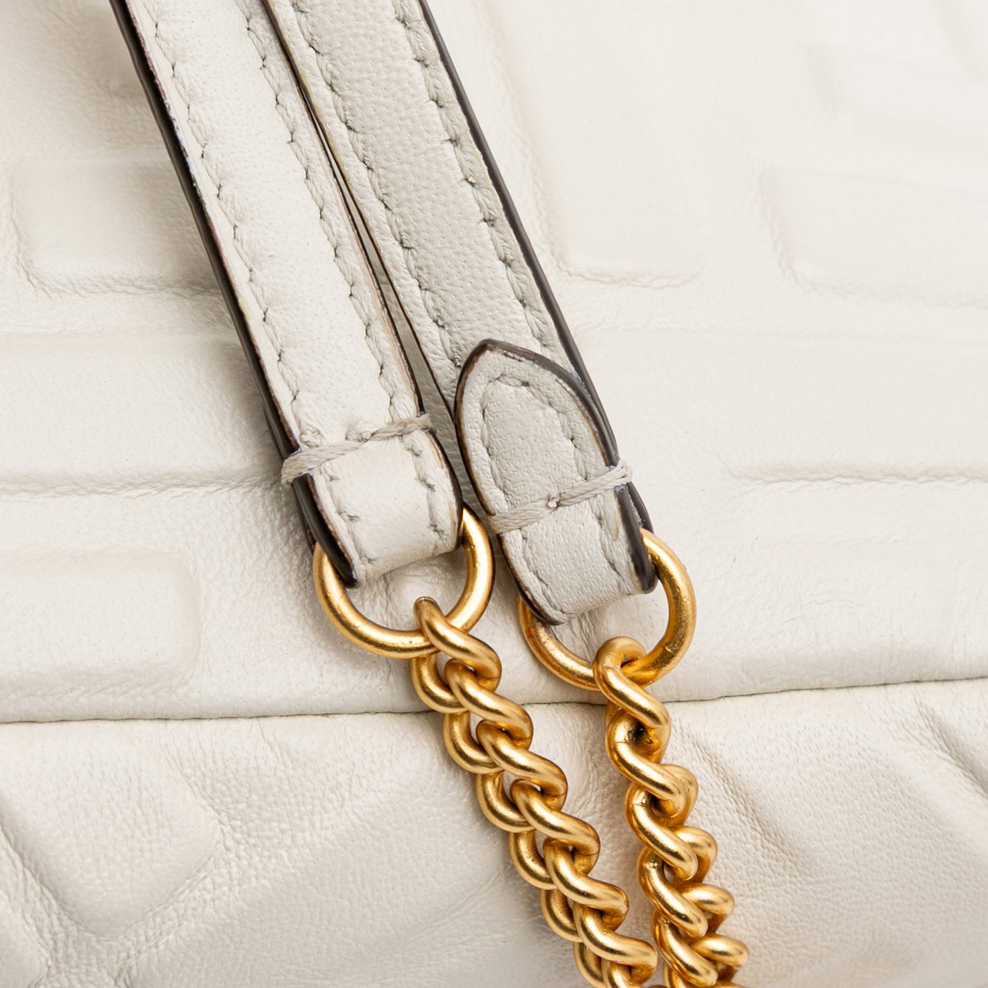 Mini Zucca Embossed Leather Baguette Satchel