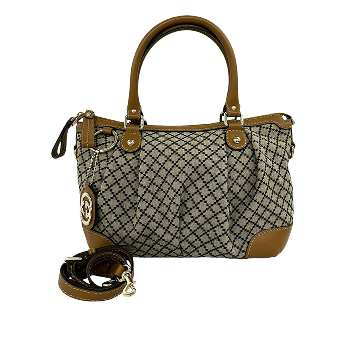 Gucci Diamante Canvas Sukey Satchel