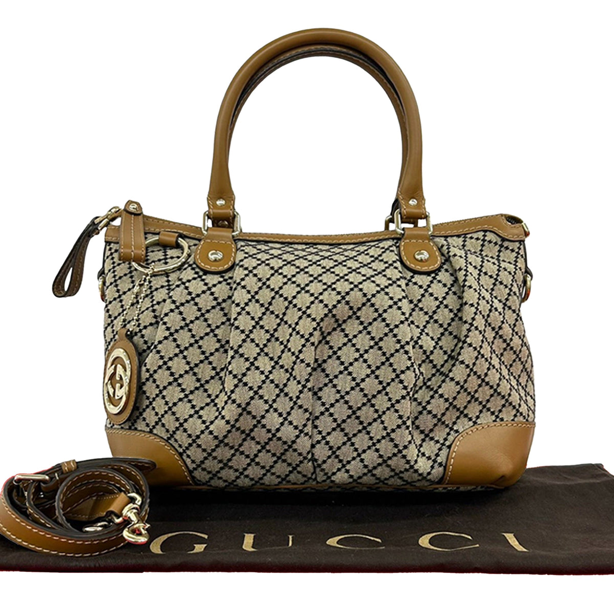 Gucci Diamante Canvas Sukey Satchel