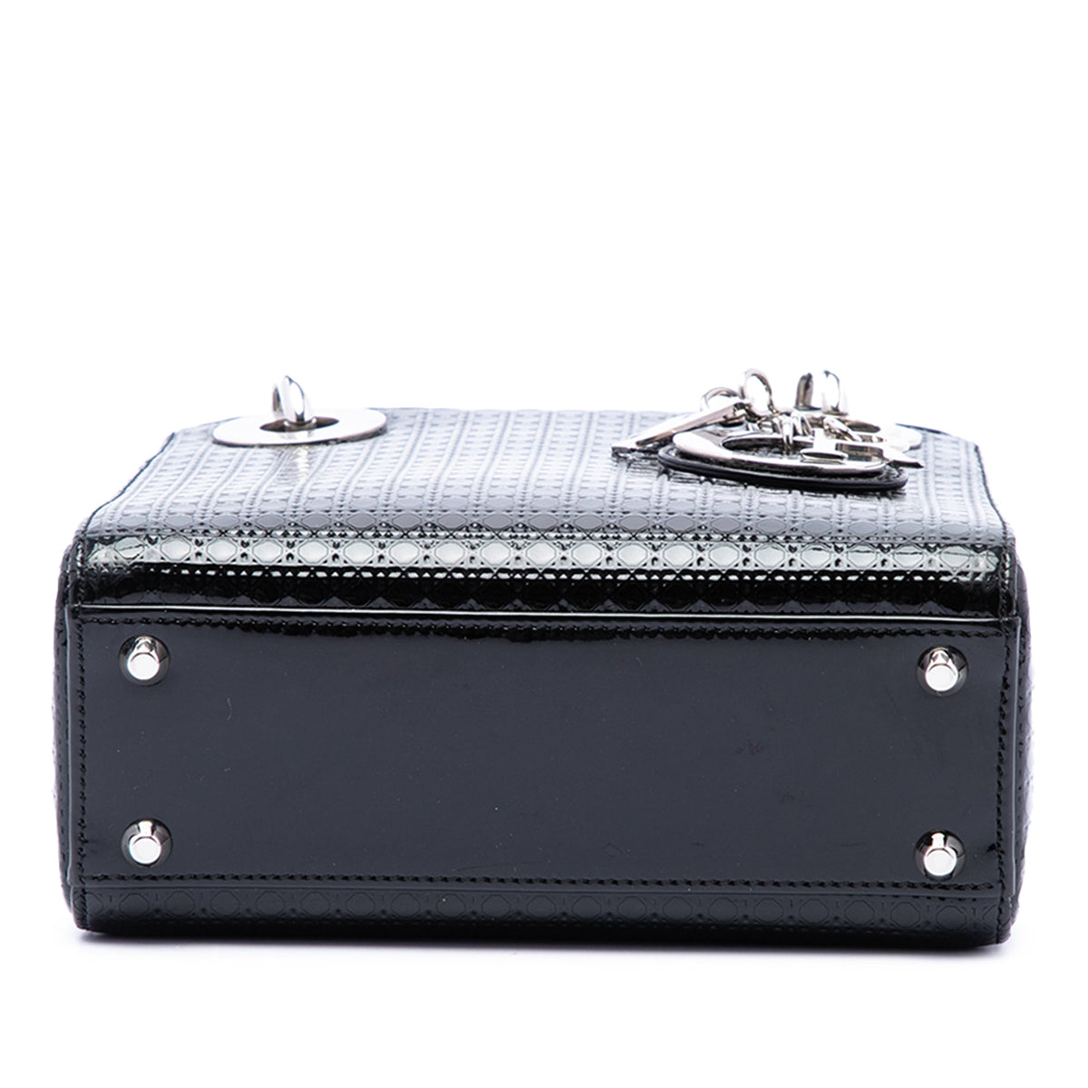 Dior Mini Metallic Patent Microcannage Lady Dior — Black