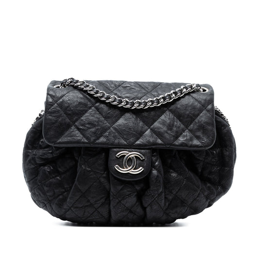 Chanel Medium Quilted Washed Lambskin Chain Around Messenger Bag