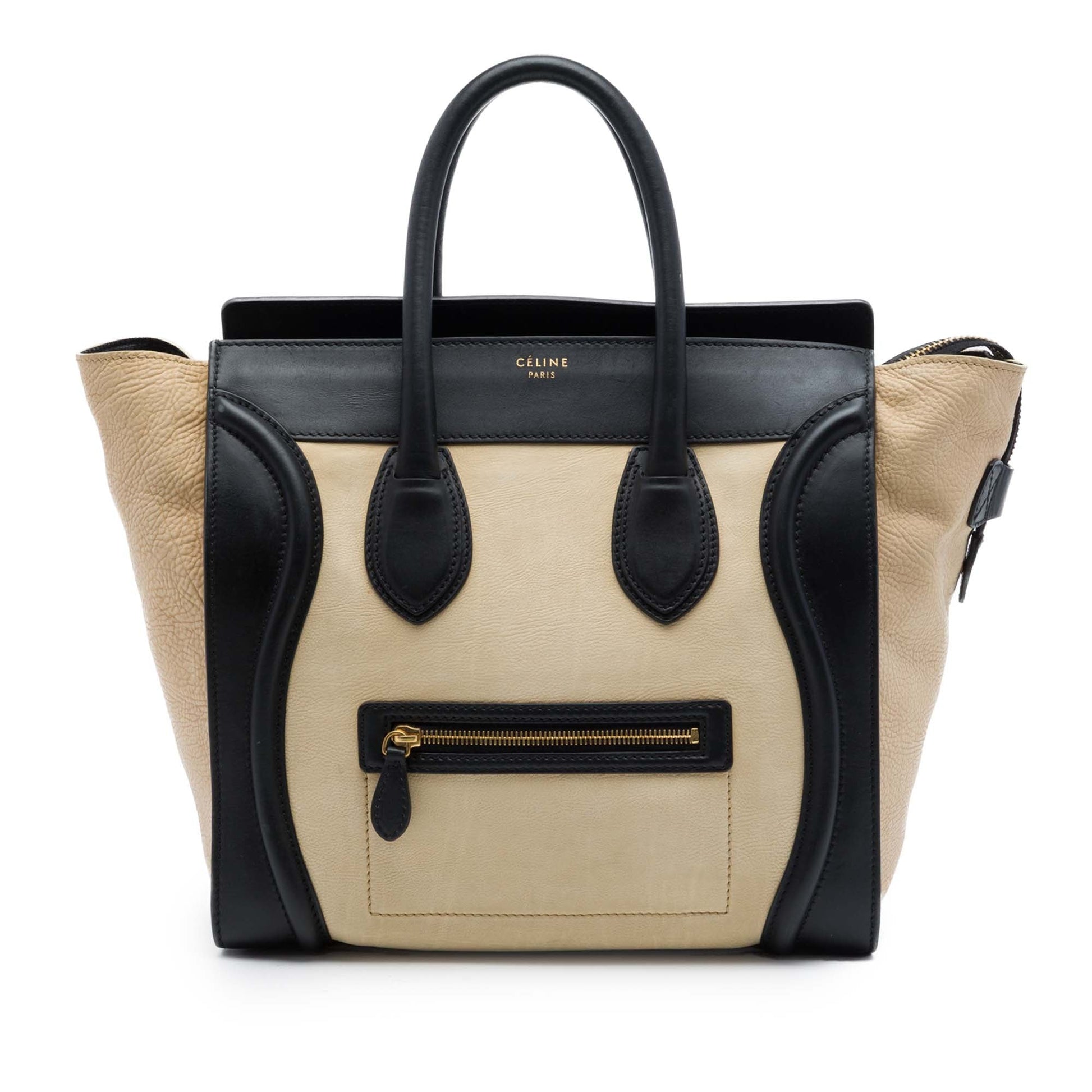 Celine Mini Bicolor Leather Luggage Tote