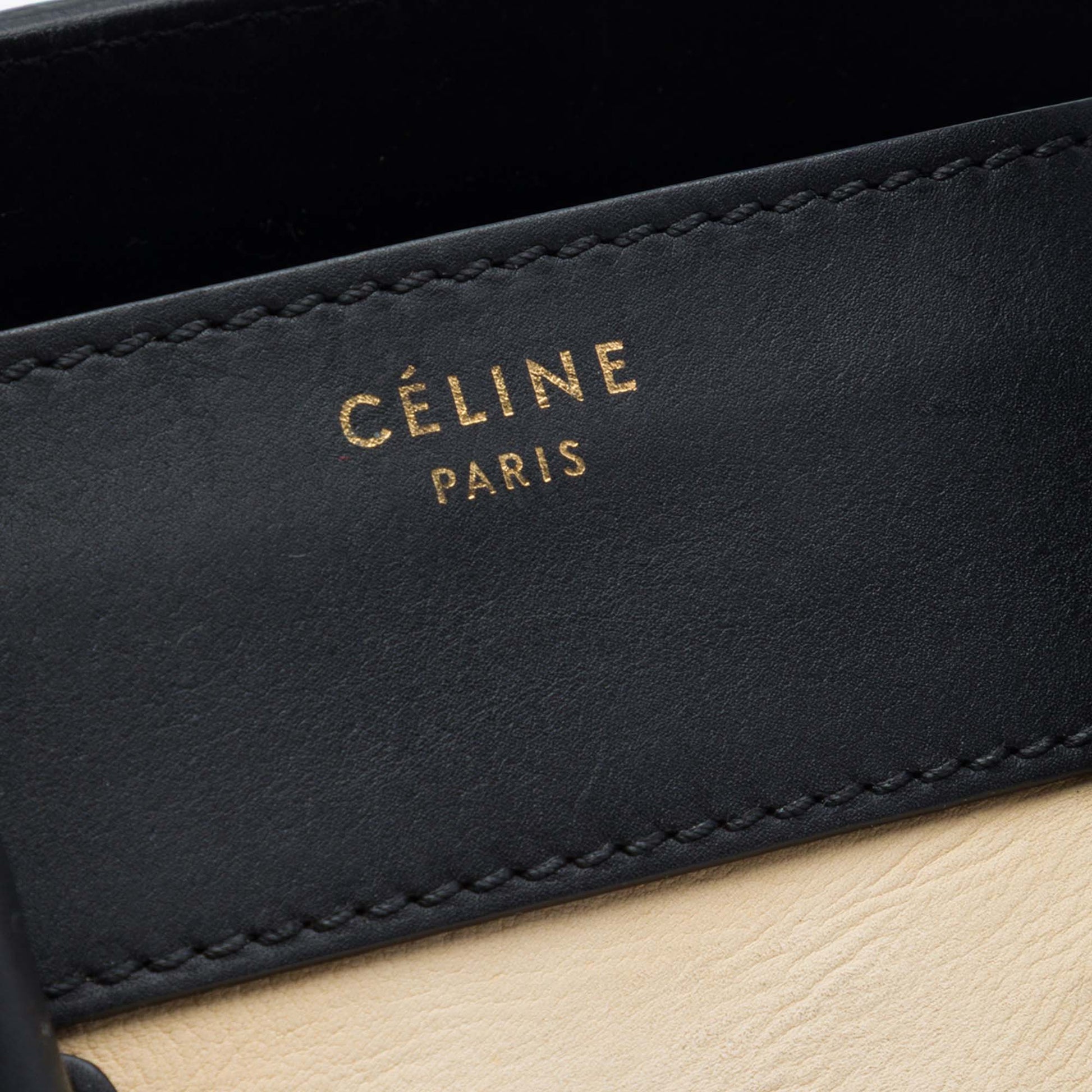 Celine Mini Bicolor Leather Luggage Tote