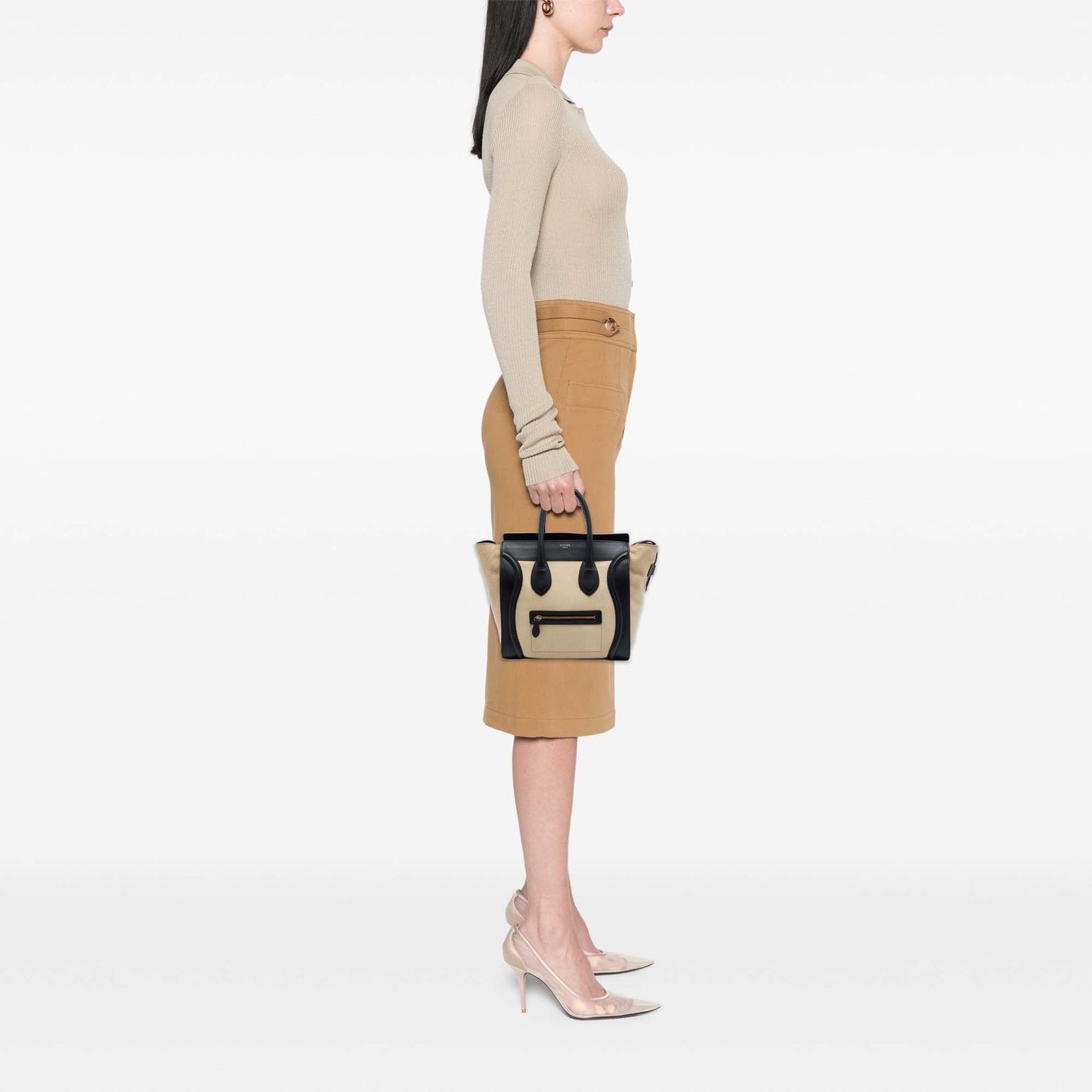 Celine Mini Bicolor Leather Luggage Tote