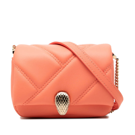 Bvlgari Micro Leather Serpenti Cabochon Crossbody — Orange
