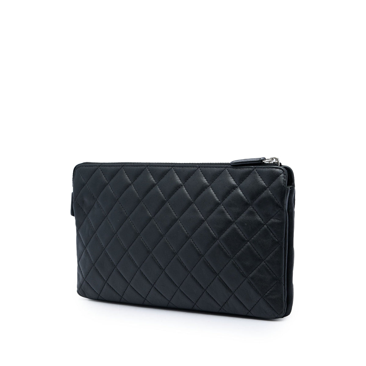 Chanel Medium CC Quilted Lambskin Clutch — Black