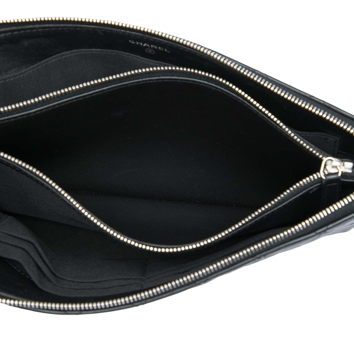 Chanel Medium CC Quilted Lambskin Clutch — Black