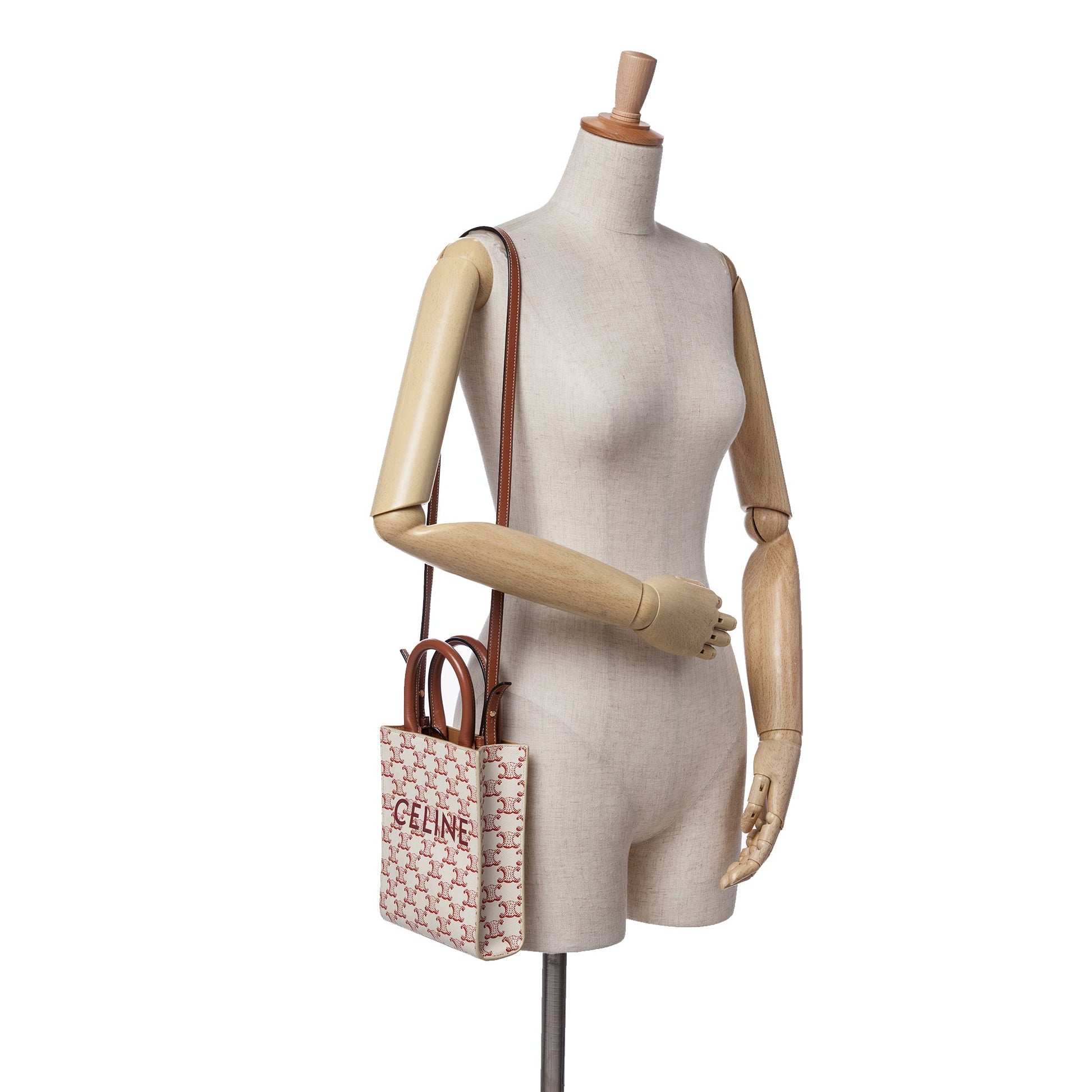Celine Mini Triomphe Coated Canvas Vertical Cabas Satchel