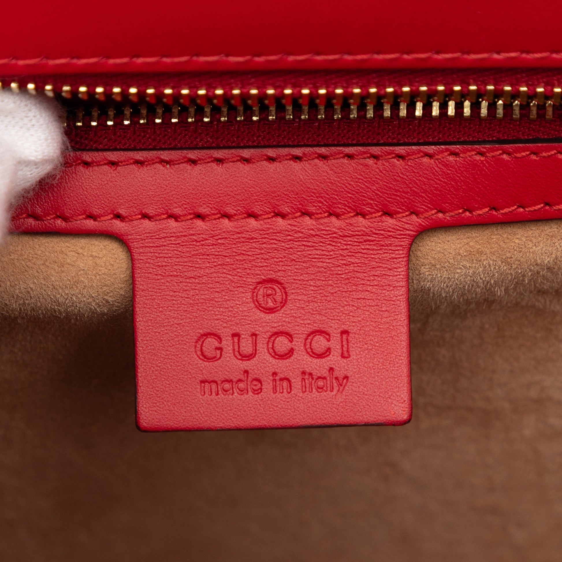 Gucci Medium Leather Web Sylvie Top Handle Bag