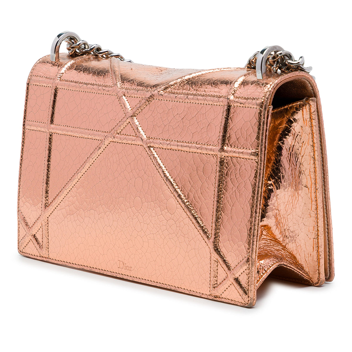 Dior Metallic Ceramic Effect Deerskin Diorama Wallet on Chain